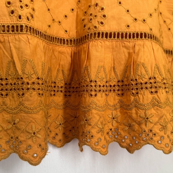 FREE PEOPLE RUFFLE EYELET TOP. MERCI BEAUCOUP BELL SLEEVE BLOUSE. EXCELLENT COND - Picture 8 of 16